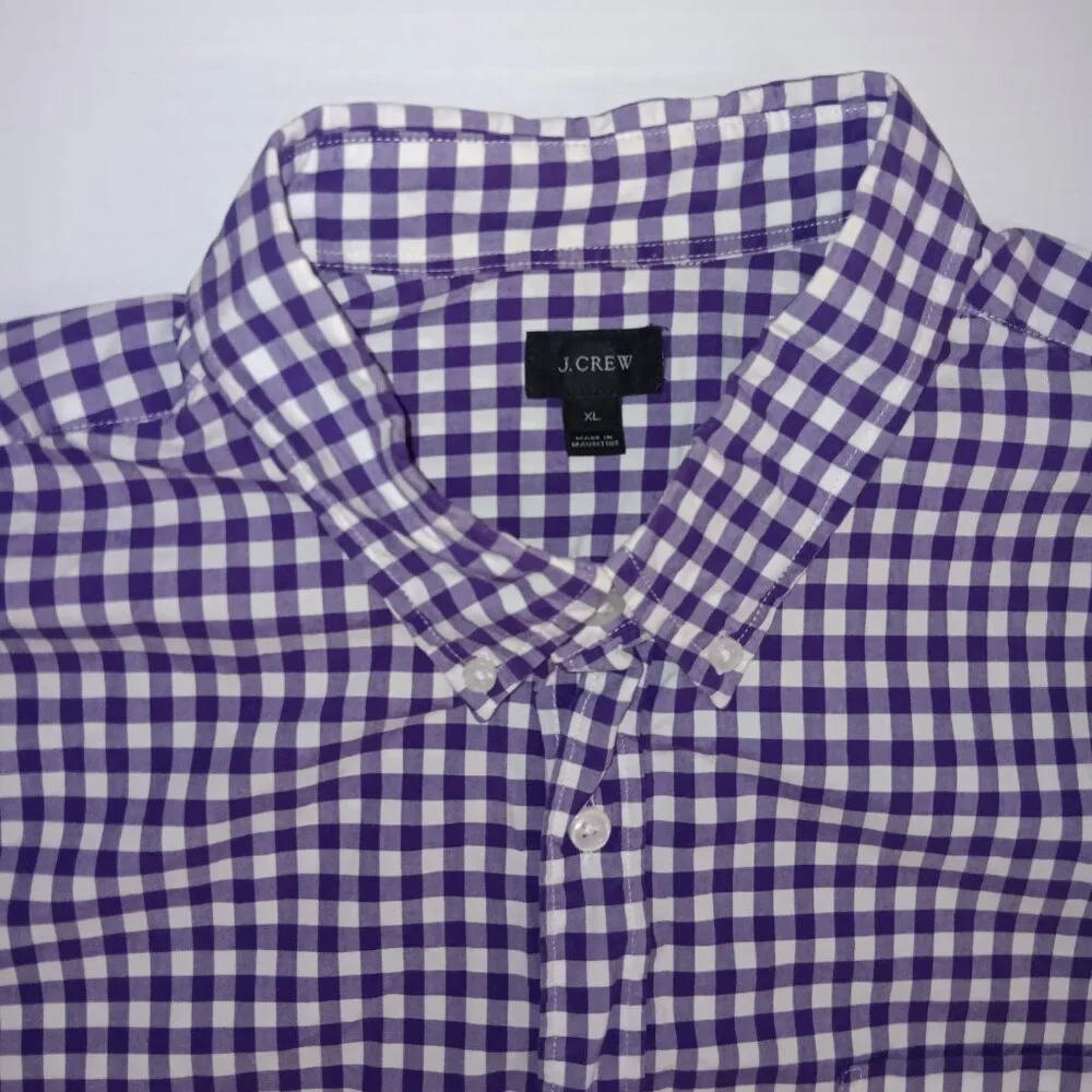 J.CREW COTTON BLEND GINGHAM PLAID PRINT LONG SLEEVE BUTTON DOWN SHIRT